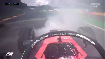 #F2:BELGICA(#Spa)-Carrera1-Imagenes del reciente accidente entre #FelipeDrugovich(Bra-MP)y #NobuharuMatsushita(Jap-MP)el cual mas alla del fuerte impacto no marco consecuencias. https://t.co/i5H1ZV9nvc