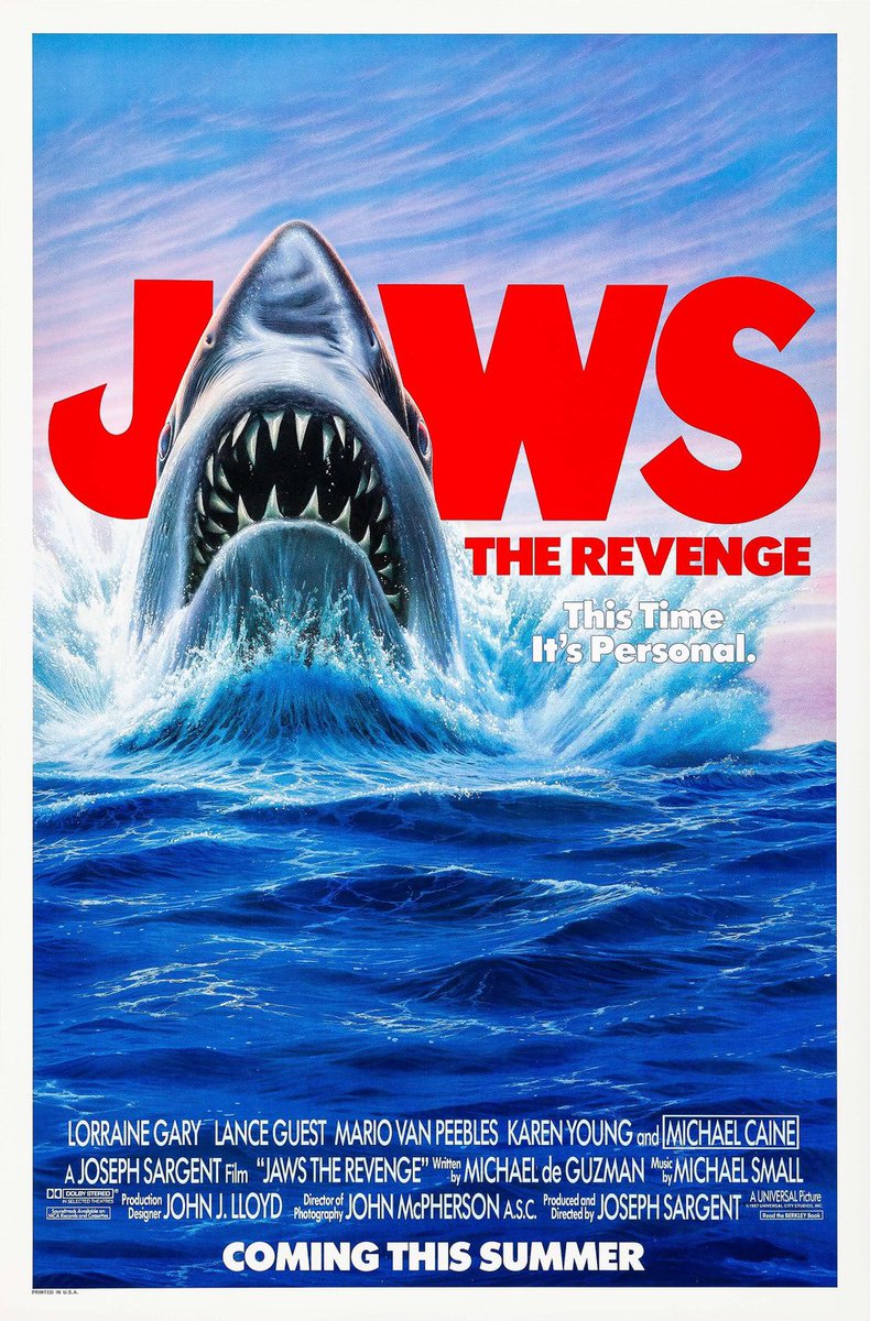 Jaws The Revenge (1987)Starring Lorraine Gary, Lance Guest, Michael CaineA great white shark continues to terrorize the Brody family, following them to The Bahamas.