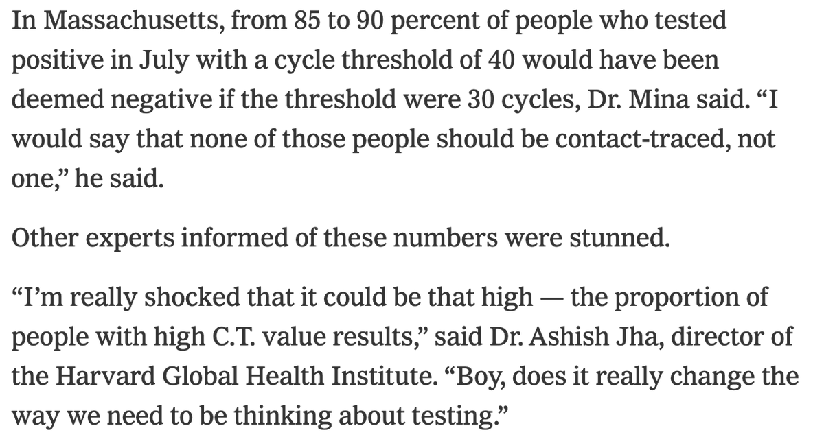 If 90% of positive test results are from individuals whose viral loads are so small that they aren't contagious, this is an undeniable signal that the response to the risk associated with SARS-CoV-2 has been disproportionate by at least an order of magnitude.