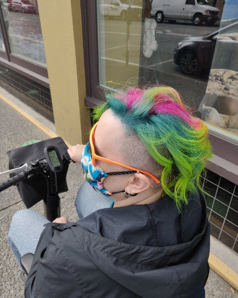 cssmithshop's tweet photo. Only the most colourful mask would do for my long-awaited hair appointment! https://t.co/s6F6dJ5OpB