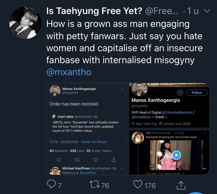 Harassing big and verified accounts just to give army and bts a bad name.