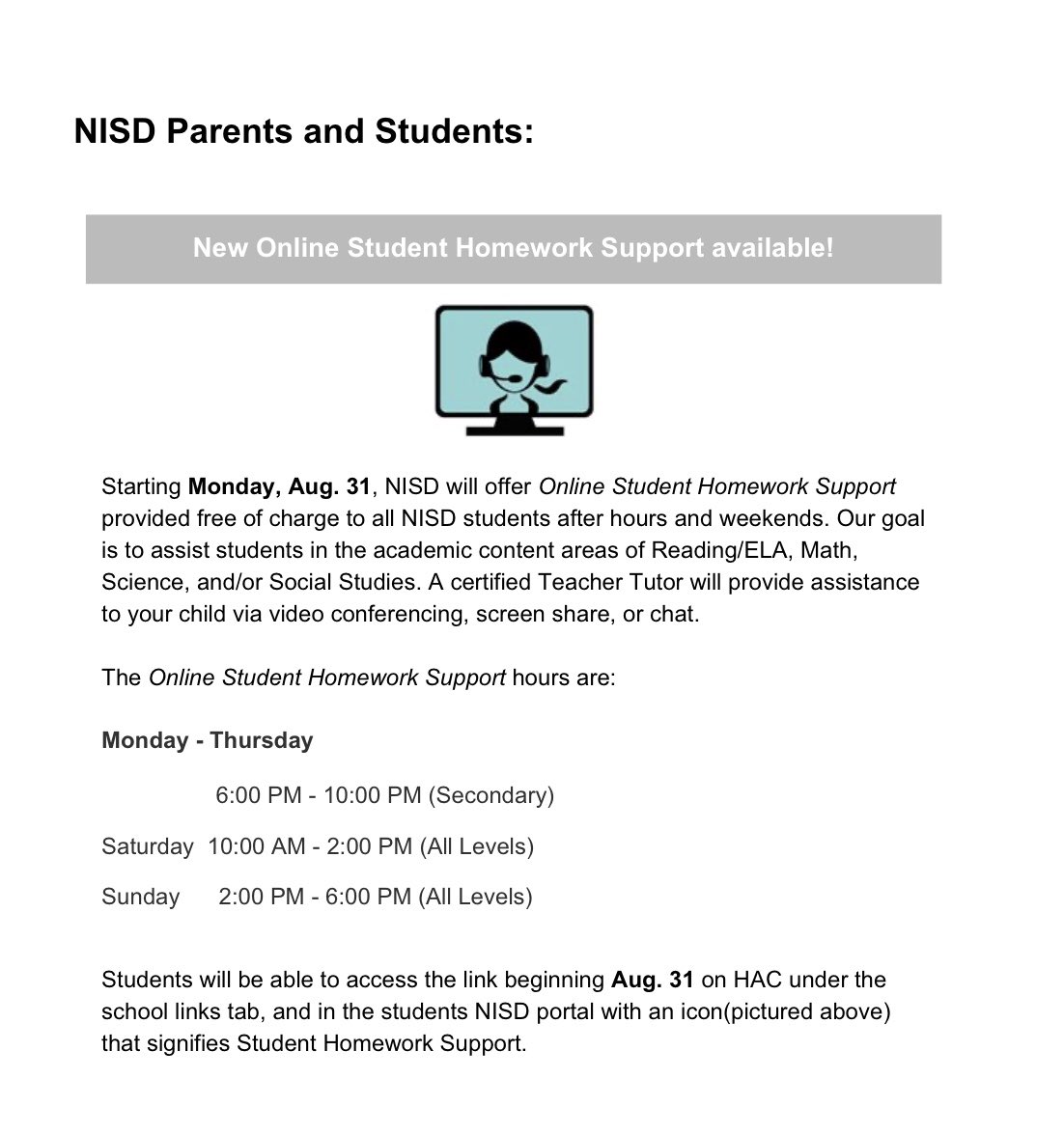 NISDBrandeis's tweet photo. Online student homework support @geriberger08 https://t.co/OLkzpmSDZz