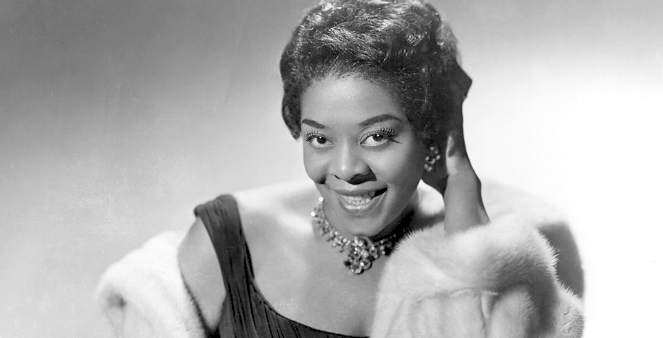 black and white photo of Dinah Washington on The Best of Dinah Washington album