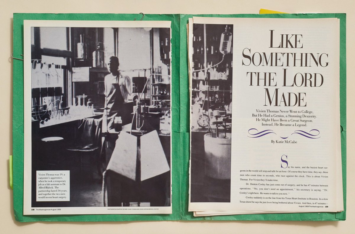 Vivien Thomas's memoir, Partners of the Heart, was published in 1985, but it was probably Katie McCabe's 1989 profile of Thomas in the  @Washingtonian, Like Something the Lord Made, that finally brought his story to a wide audience.