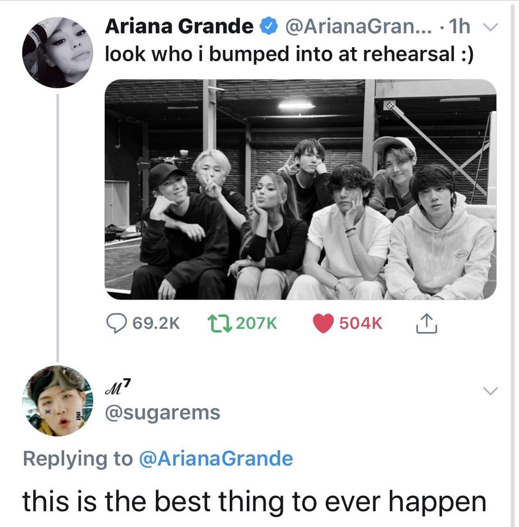 ariana liking a tweet about them meeting