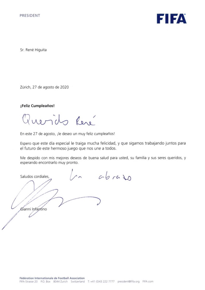 higuitarene's tweet photo. Gracias a mis amigos de @FIFAcom en cabeza del presidente Gianni Infantino por ser siempre tan especiales ! 🎁 #FIFA #FIFALegends #TeamFIFA https://t.co/yTrCbPwiJG
