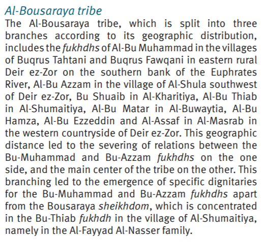 Some interesting tribal developments in west  #Deir_EzZor in response to the  #ISIS massacre of NDF fighters two days ago.The sector commander & most of the men killed come from the Busaraya tribe, one of the largest tribes in Deir Ez Zor and historically based in this area.
