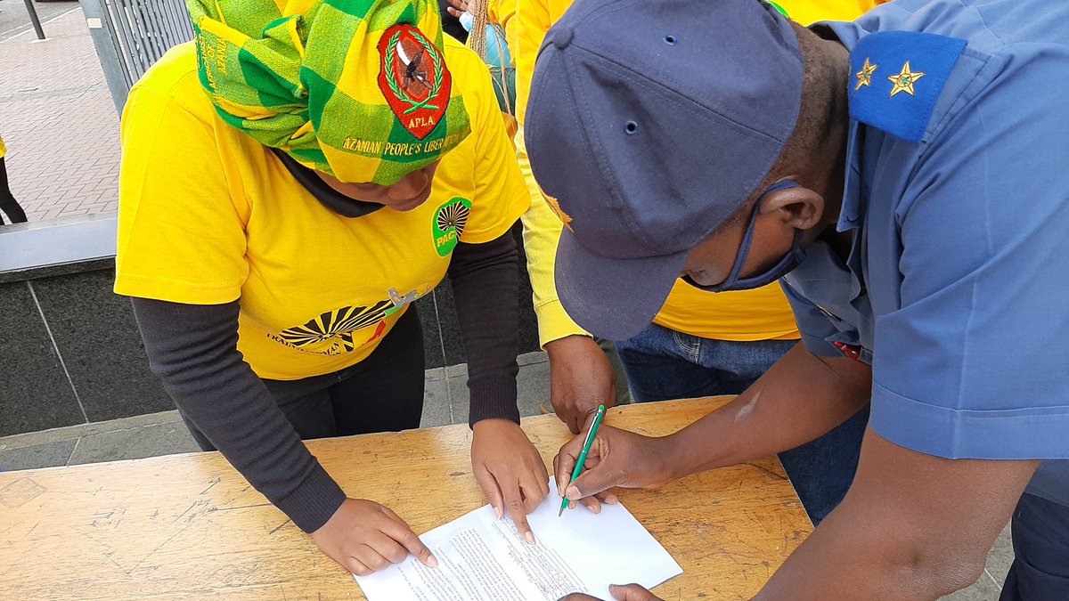 [TODAY IN PICTURES]

We delivered our memorundum to <a href="/SAPoliceService/">SA Police Service 🇿🇦</a>. We will, through <a href="/MyPAConline/">Pan Africanist Congress of Azania (PAC)</a> branches be monitoring local police stations for compliance, giving them until 15 October to fix their house!  #SAPSIsGuilty #EndVAWEndGBV #EndGBV