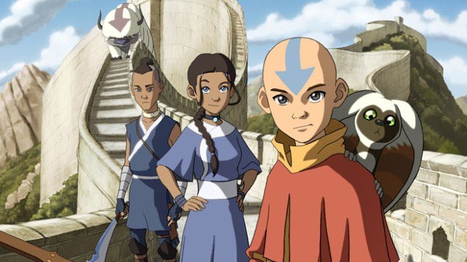avatar: the last airbender (netflix)the world is divided into 4 nations. the fire nation wants to conquer the world, and only the avatar can stop them. katara and sokka must safeguard aang on his journey to master all four elements and save the world.+ no white people