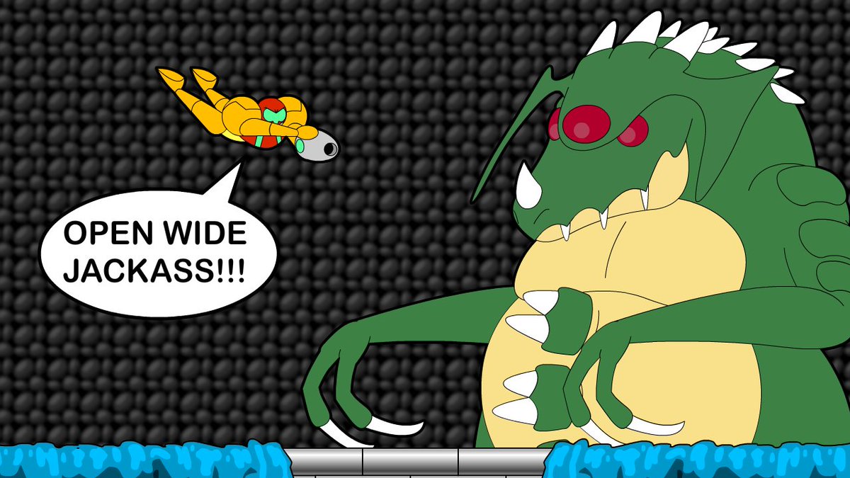 ThatTZkid's tweet image. HEY LOOK OVER THERE!  IT'S KRAID!
In my Flash File, I dubbed this one as "Bar Kraid".  You'll see why soon ;D  #Metroid #Kraid #Samus