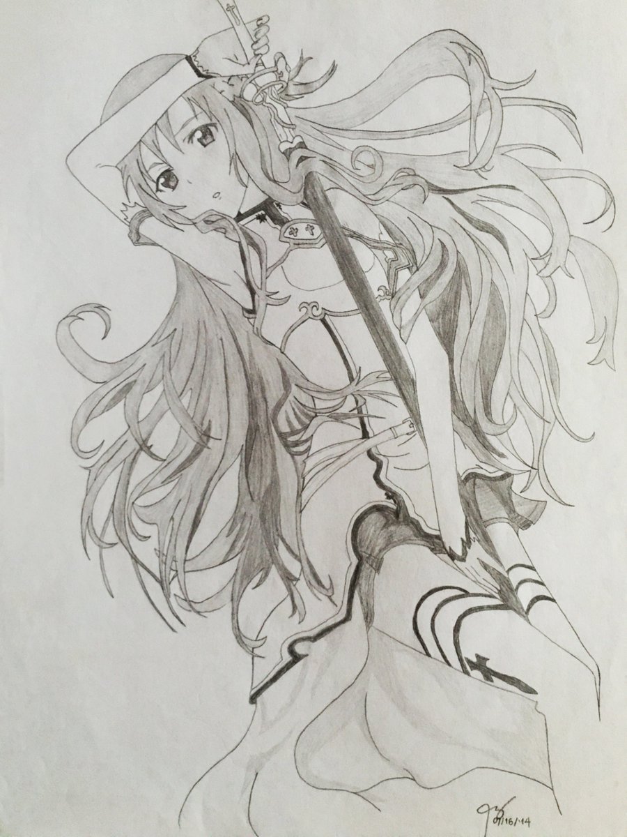 asuna ☆ アスナ ☆ 結城 明日奈2014.07.16  #ソードアートオンライン   #swordartonline   #エリdrawings