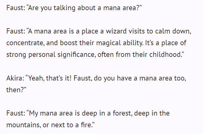 but it's still an interesting piece of informationas for faust's mana area: both fausts find solace in the loneliness that only nature can offer worth noticing that the spirit goethe's faust is calling in the first pic appeared to him in the form of fire in earlier scenes