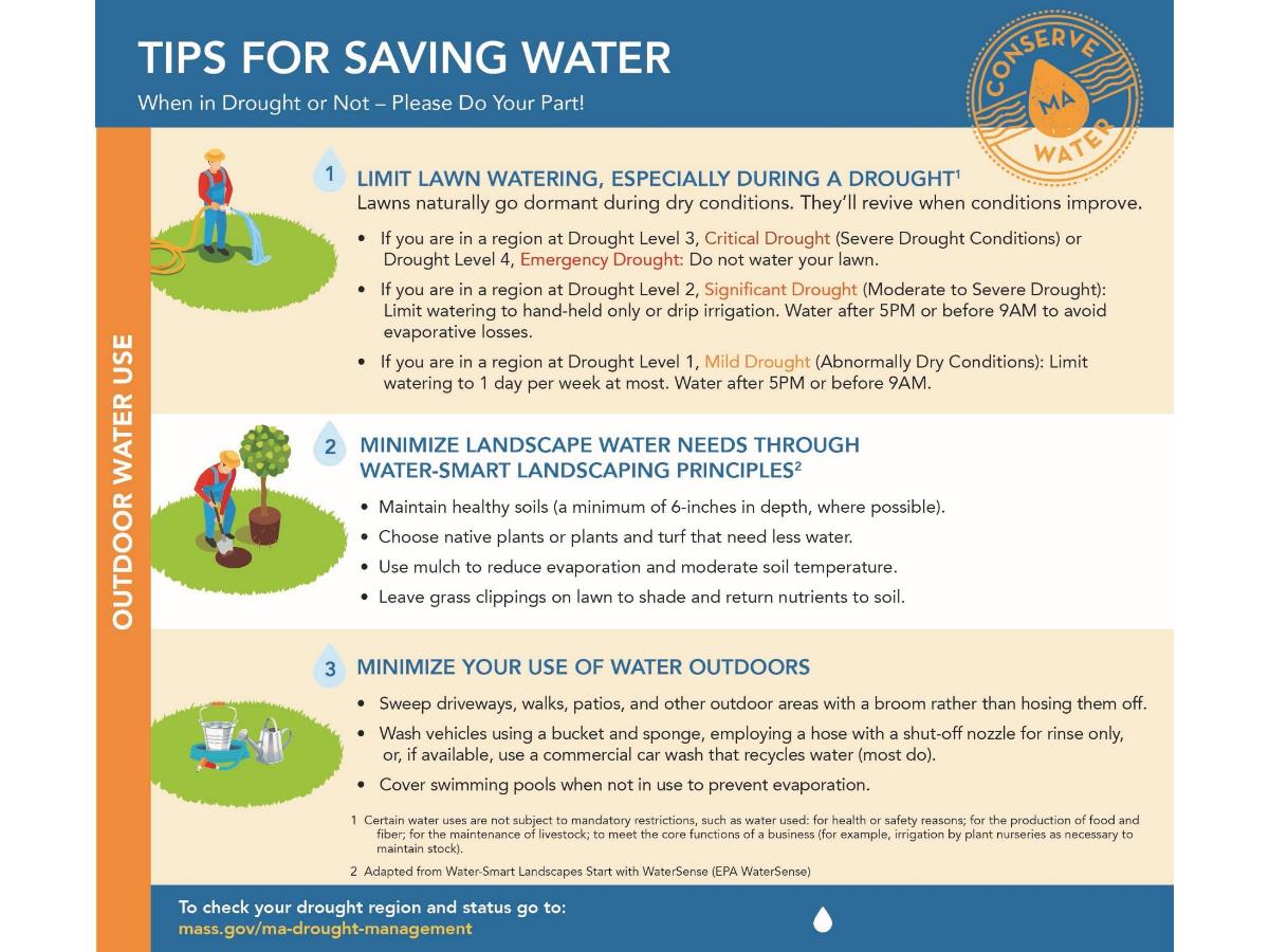WarehamWater's tweet image. While the past rainfall has been beneficial, the State overall still has drought 2 level status. See attached for what you can do to save water during the low rainfall time.