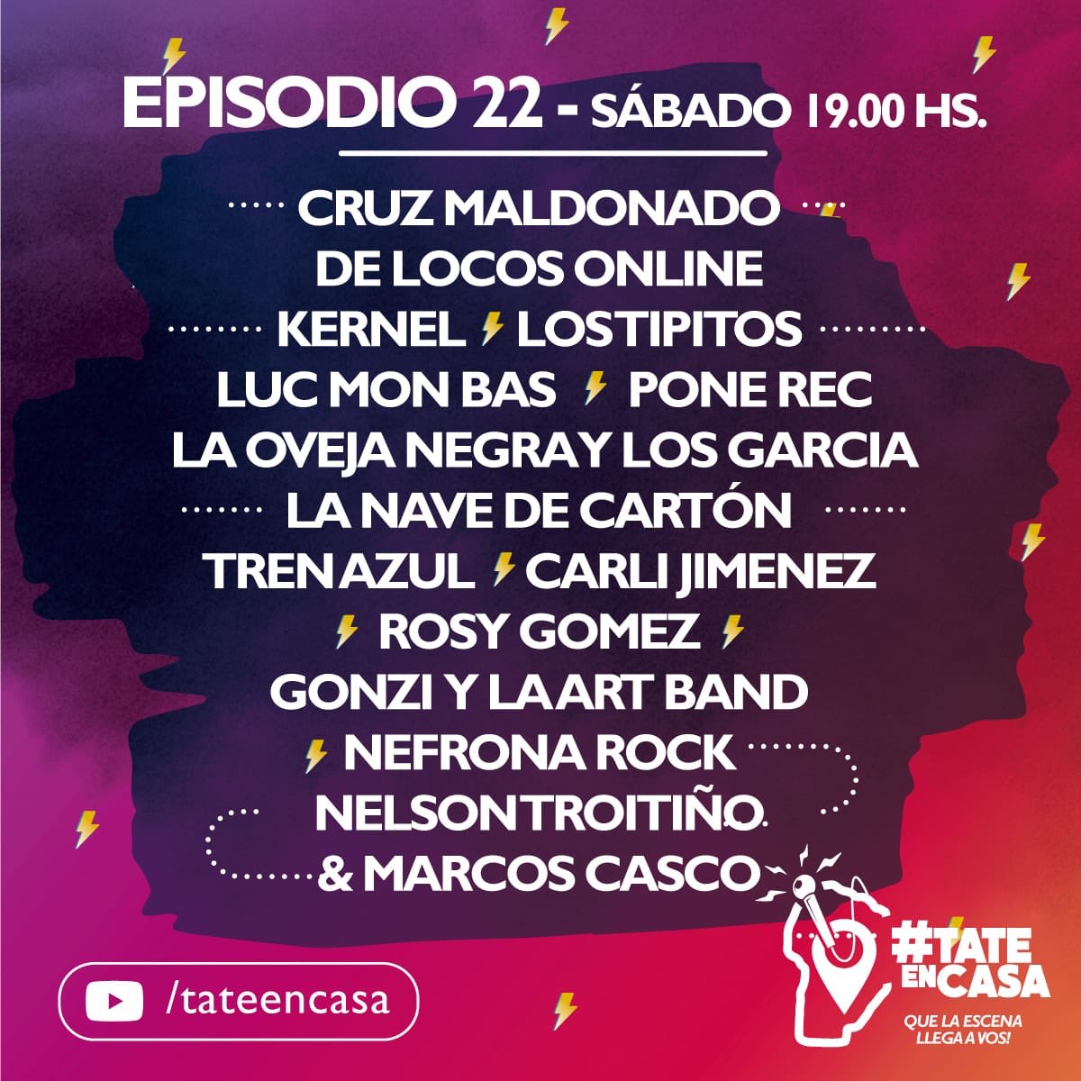 ¡Ya llega el #Episodio22! 
Hoy a las 19hs por <a href="/CanalShowSport/">CanalShowSport</a> , <a href="/canalccordoba/">Canal C Córdoba</a> y youtube.com/tateencasa
.
.
.
Mirá quienes formarán parte del veintidosavo episodio: