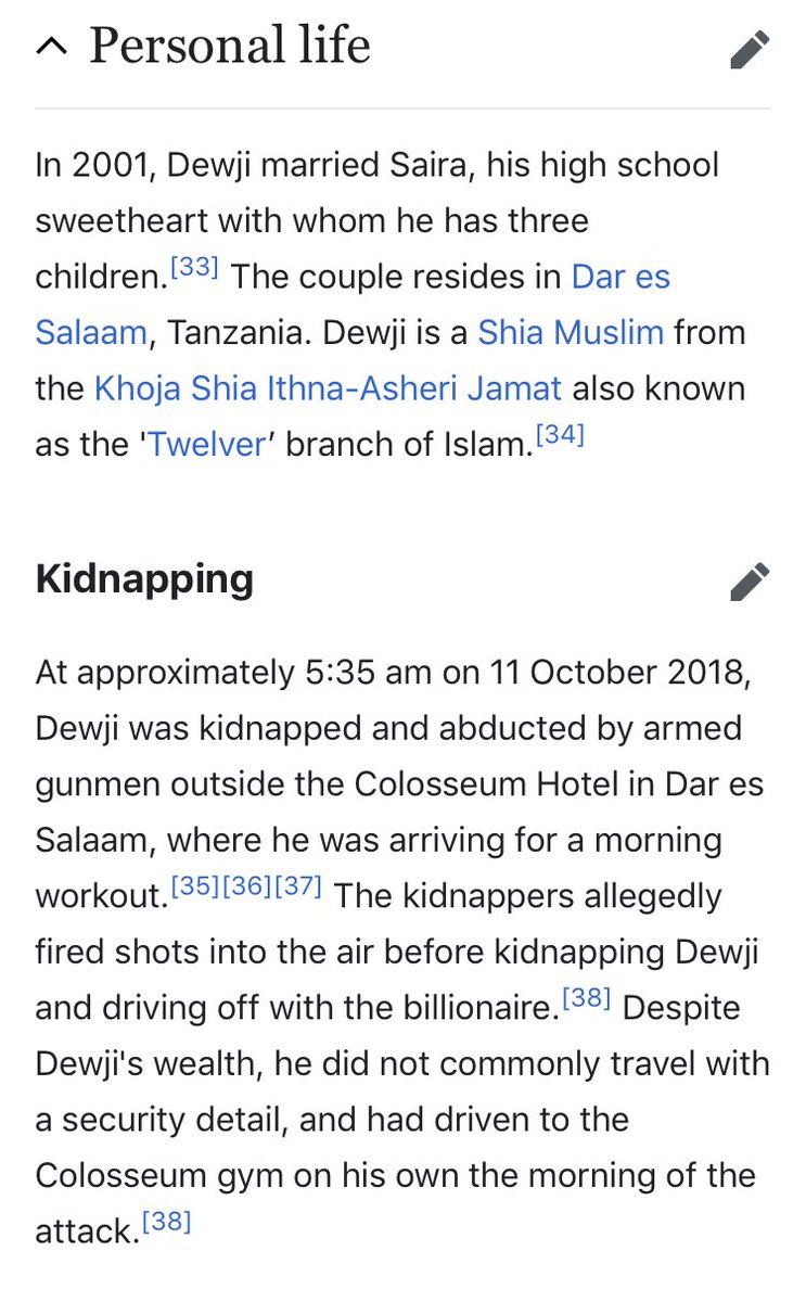 120/ MOHAMMED DEWJITanzanian Sh!a MuslimDespite living in Dar Es Salaam, this billionaire somehow didn’t have a security detail&was kidnapped in 2018&was released without paying a ransom...Uh-huhCouldn’t tie him directly to any big stuff so far, but there’s smoke