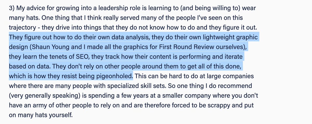 Growing into a leadership role by developing ADJACENT SKILLS A key method to becoming indispensable ($1,000/hr work)   https://radreads.co/becoming-indispensable/