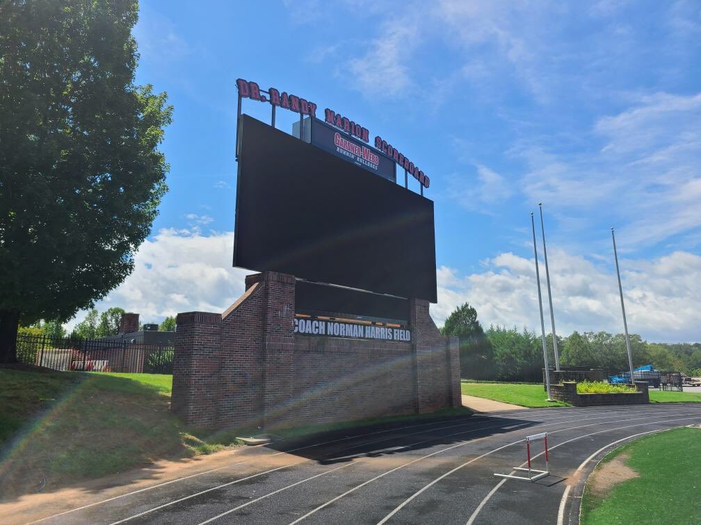 GWUFootball's tweet photo. An OUTSTANDING addition to Spangler Stadium! Fine job by the @NevcoSports crew!!! #IgniteTheWebb https://t.co/sdOTuWMwSg