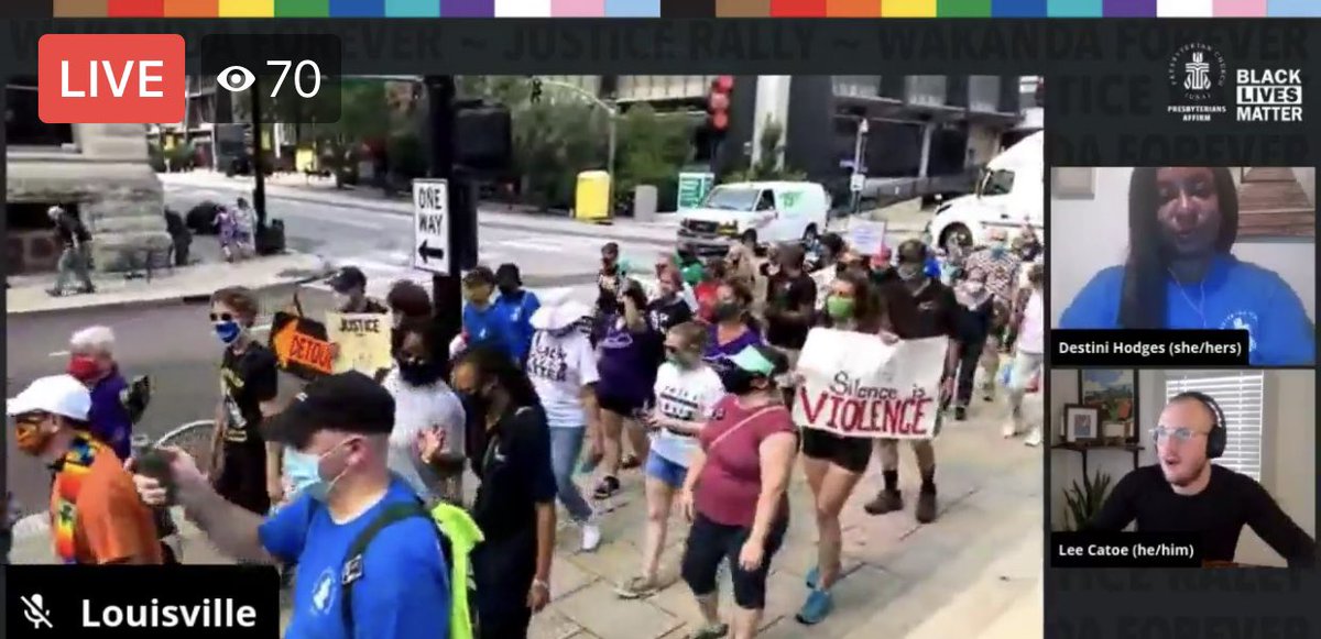 PresbyterianCPJ's tweet photo. Presbyterians rallying and marching for justice in Louisville, Ky. #WeekofActionPCUSA @UnboundJustice @Presbyterian https://t.co/q5YKvsQE5w