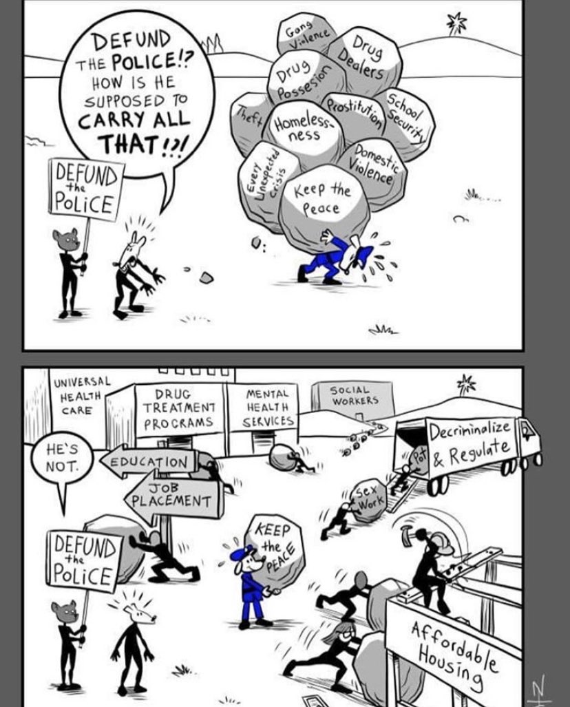 DSwizzly's tweet photo. @Sharon_Lynn_72 @GlobalCalgary This is what defund the police means... having the right social programs in place in schools and communities so the police can focus on their actual job. I hate the word defund, tbh https://t.co/xR8r4rjL8u