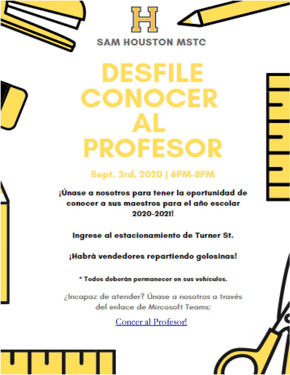 SHMSTC's tweet image. Meet The Teacher!... parade-style 😎 Thursday Sept 3rd 6pm-8pm. Enter thru the Turner St parking lot. If you can’t make it, join us on Teams.
#SocialDistance #BackBackBack
tinyurl.com/TigerTeachers