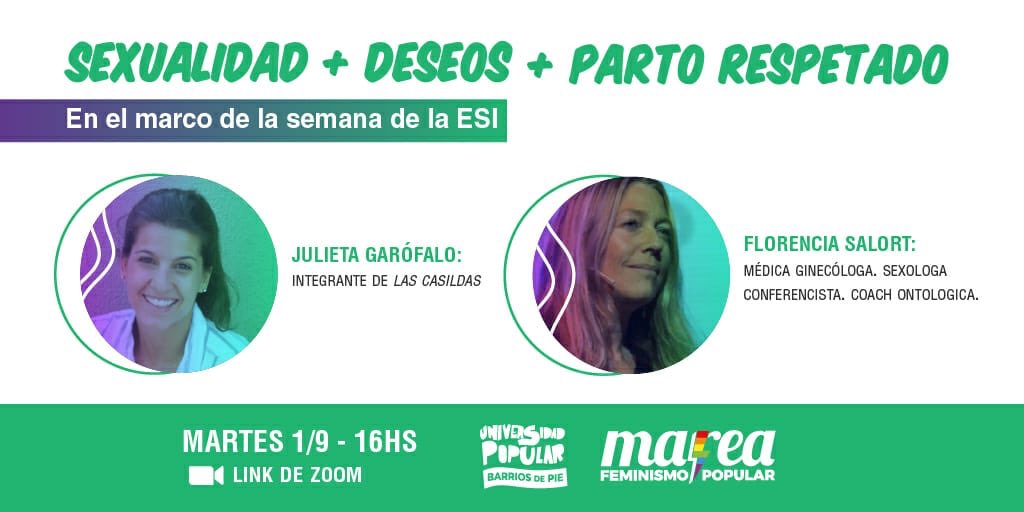 SomosMarea_'s tweet photo. SEXUALIDAD + DESEOS + PARTO RESPETADO 

Septiembre lo empezamos así! Junto a dos genias que nos van a hablar de lo que saben: Julieta Garofalo y Florencia Salort.

👉🏼 Agéndalo! 
📌Martes 1ero de Septiembre 
⏰16hs 
🖥 Pedinos el link por privado https://t.co/f5anmShqcZ