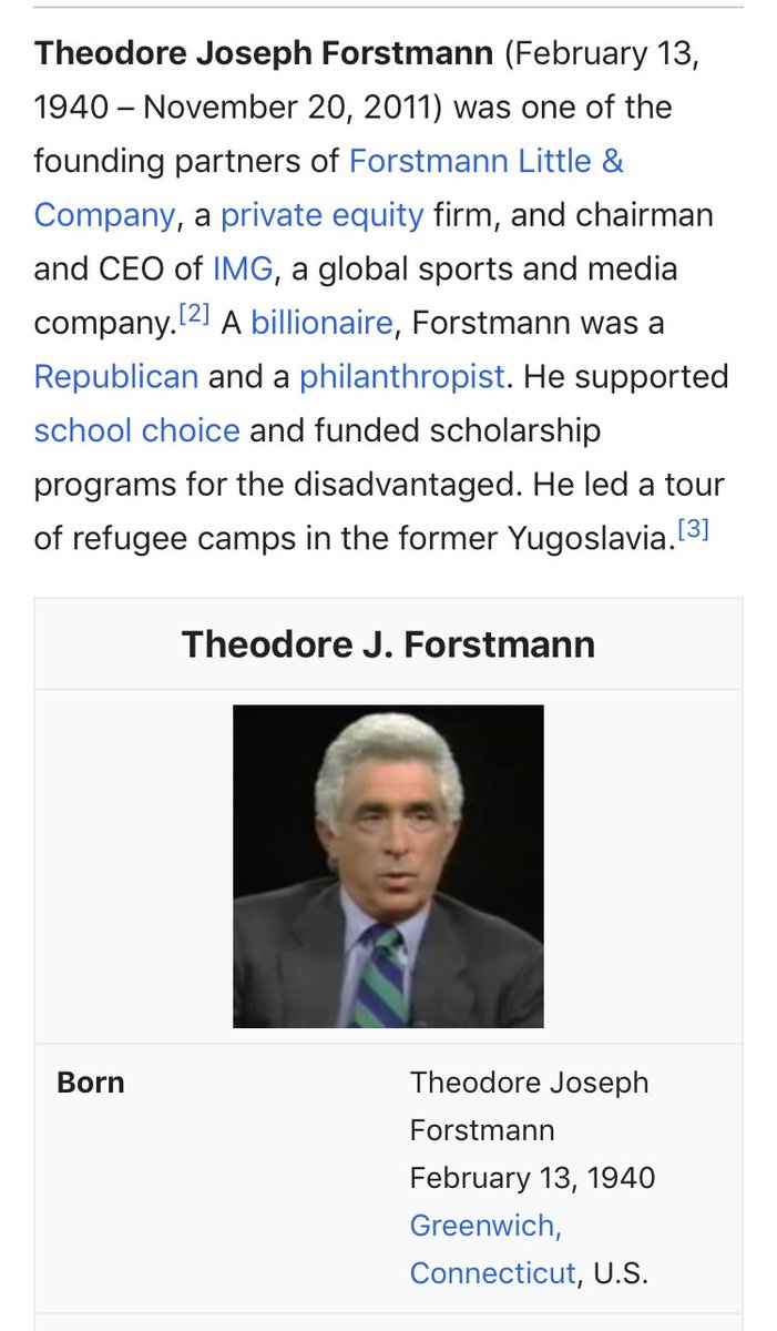 123/ TED FORSTMAN (died 2011)CEO of IMGDated Princess Di; reportedly spied onDiagnosed & dead from Brain Tumor - at Mayo - 3 months after signing GP—(see: No Name, Ted Kennedy, Beau B!den)Despite being unmarried, adopted 2 sons from S. African orphanage