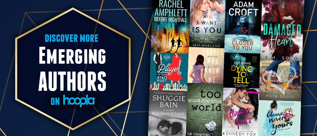 a collage of a dozen different book covers with hexogonal shapes in the background