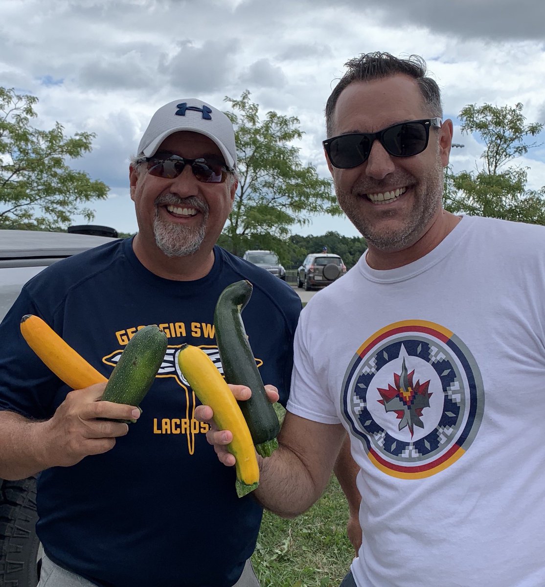 NickBertrand9's tweet photo. #grateful to have 2 weekends in a row where I get to spend time with this beauty @TroyMaracle - Much appreciation for these zucchini harvested from your gardens. π (I appreciate the healthy option over the butter tarts)π€£ #MohawkMojo https://t.co/2TzSm0RiYn