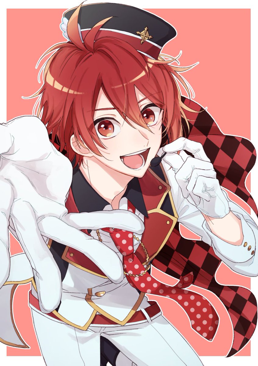 1boy male focus red hair gloves idol clothes idol red eyes  illustration images