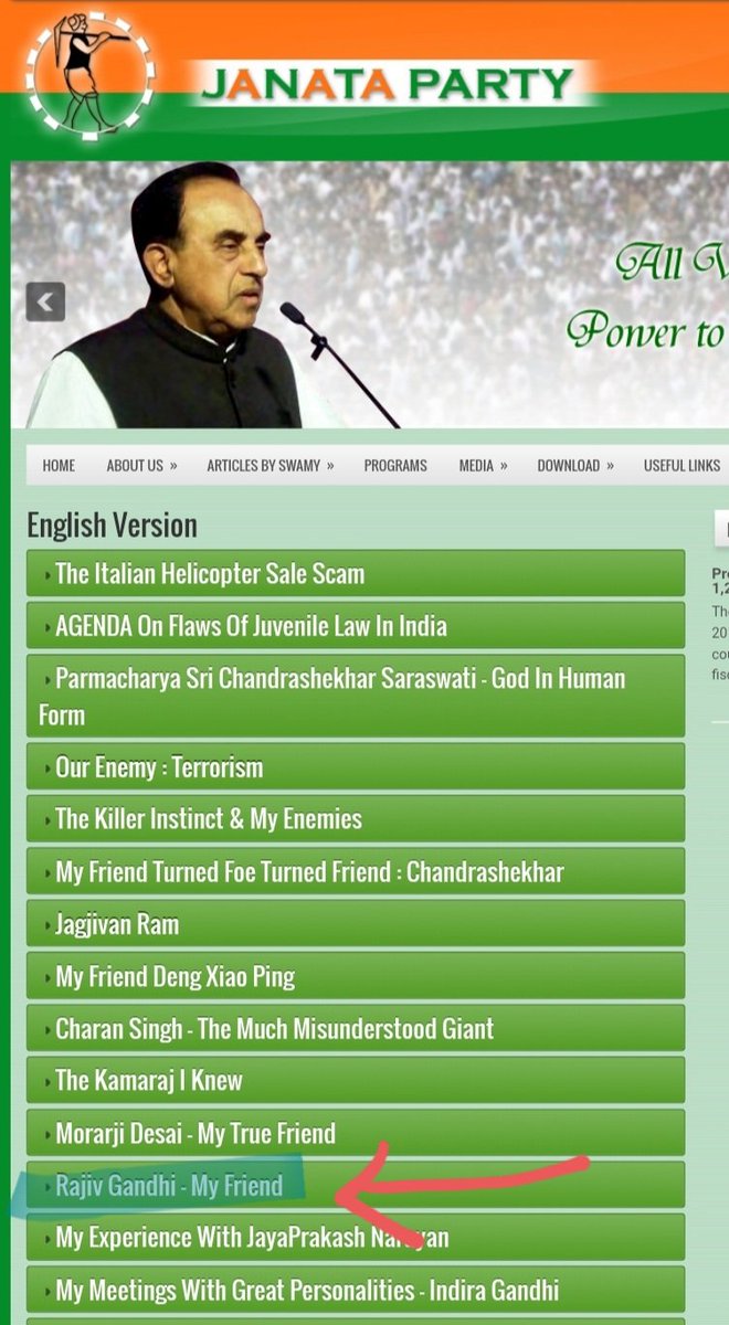 "Rajiv Gandhi: My friend"Acc to Swamy, who became besties with Rajiv after Bofors scam, "no one in Parliament would (dare) to raise the Bofors issue when I was Law Minister, fearing that I might expose those who were trying to expose Rajiv Gandhi." https://web.archive.org/web/20130302165626/www.wp.janataparty.org/?page_id=23