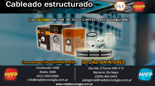 📢 No te pierdas esta oportunidad! 30 días #SinInterés en toda la línea de #CableadoEstructurado
🛒 #MAFP #Tecnología te ofrece todos los componentes para tus instalaciones de #redes, en categoría 5E y 6.
Más info 👉 bit.ly/3ljDp0d
⚠ Sólo venta al Gremio

<a href="/Mafp1271/">MAFP Tecnologia</a>