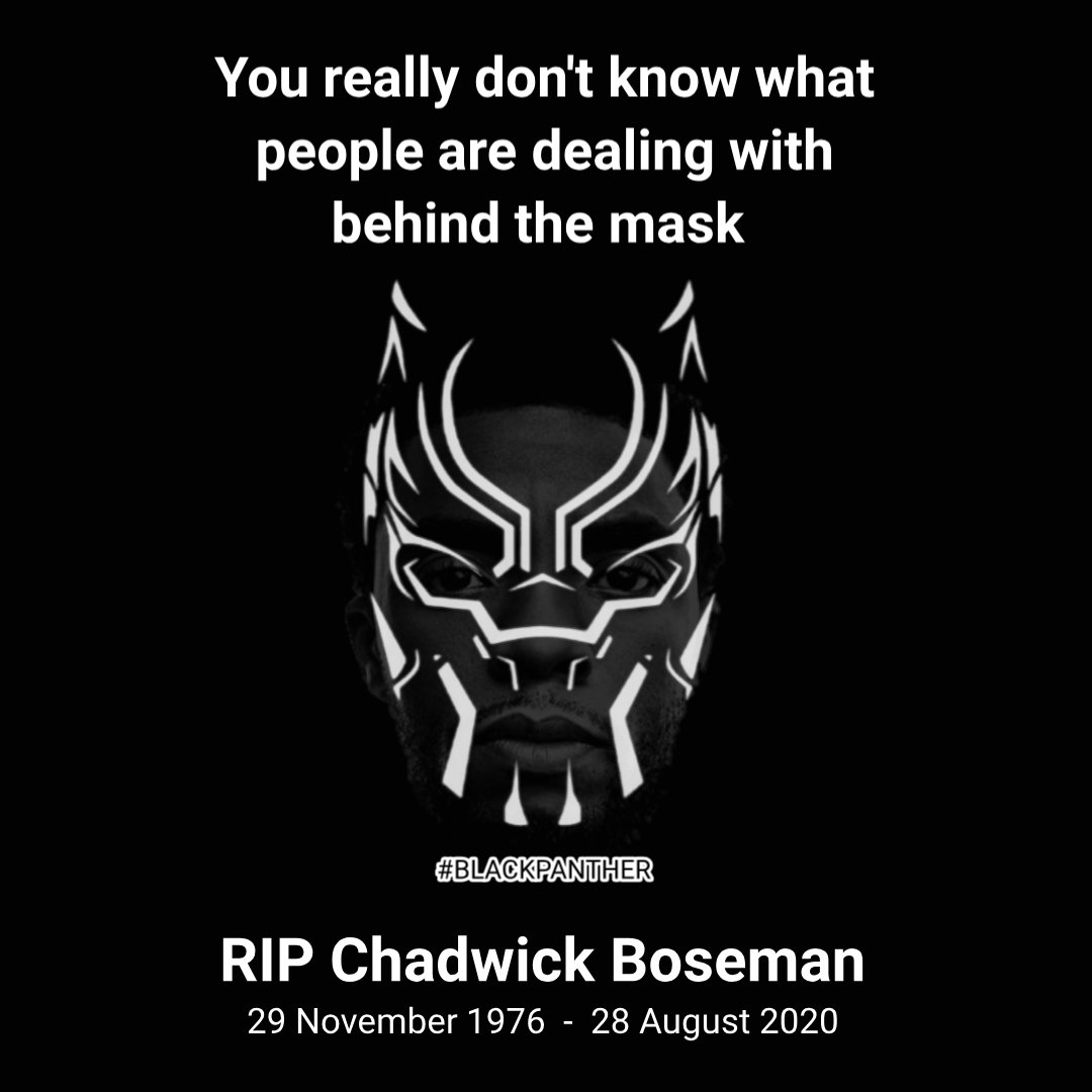 RIP <a href="/chadwickboseman/">Chadwick Boseman</a> #WakandaForever #RIPBlackPanther #ChadwickForever #ChadwickBoseman #ChadwickBosemanForever #chadwickbosemanRIP #Marvel #Legend #mask #cancer #loss