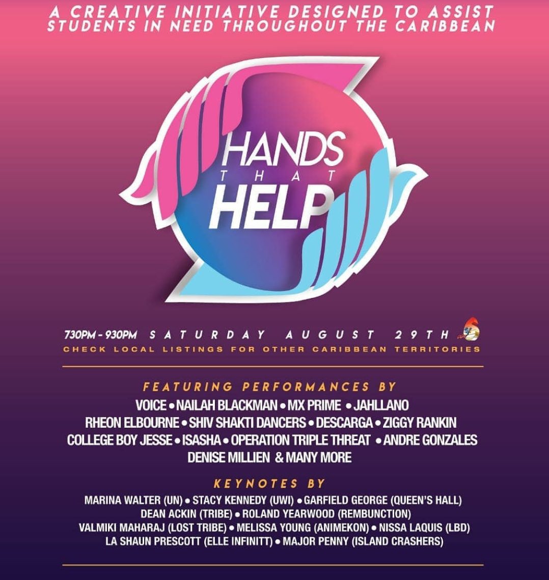 exploretrinidad's tweet image. Tune in tonight to the #HandsThatHelp Concert, a creative initiative featuring performance artistes, industry stakeholders and leaders in our community.

Tourism Trinidad Limited is proud to continue our partnership with Decibel Entertainment Festival (DEF) with this initiative.