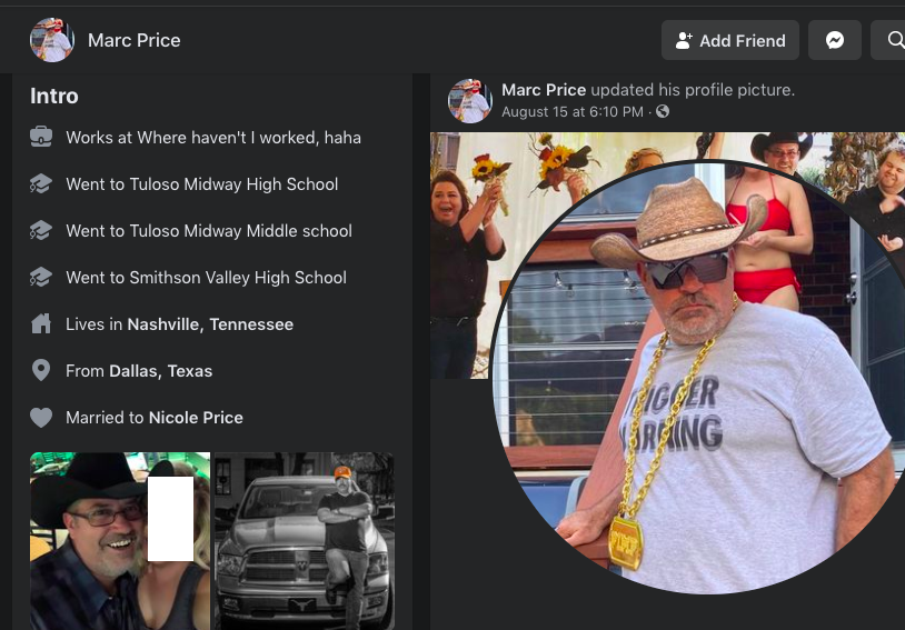 Marc Price, of Nashville TN, gave $38 + posted his fb: https://www.facebook.com/marc.price.712 Brandon Tijerina lives in SoCal, works for  @prospotwelding & donated $35 to  #KyleRittenhouse's fundraiser hosted by a white supremacist org plus posted about it on his fb:  https://www.facebook.com/brandon.e.tijerina