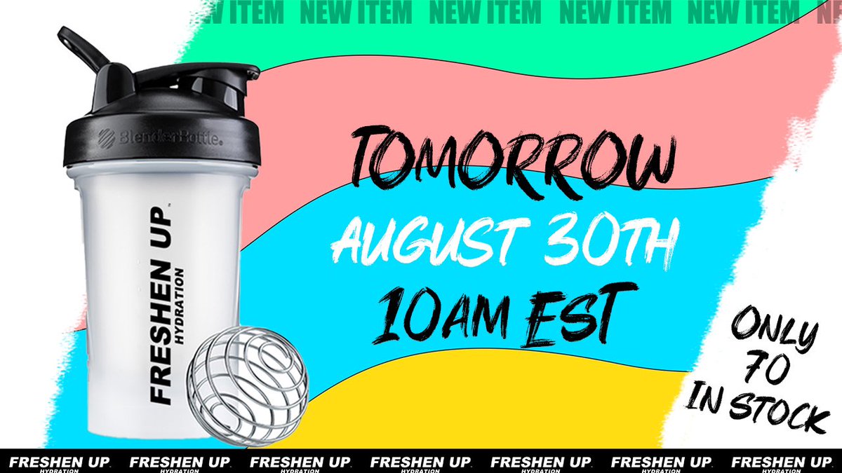 DrinkFreshenUp's tweet photo. TOMORROW🎉
10am EST

Our Shakers powered by @BlenderBottle Release at just $12.99!

Only 70 In Stock! 

👉Get one quick before they run out!🍓

#hydrate #FreshenUpHydration https://t.co/0x9p40l8E1