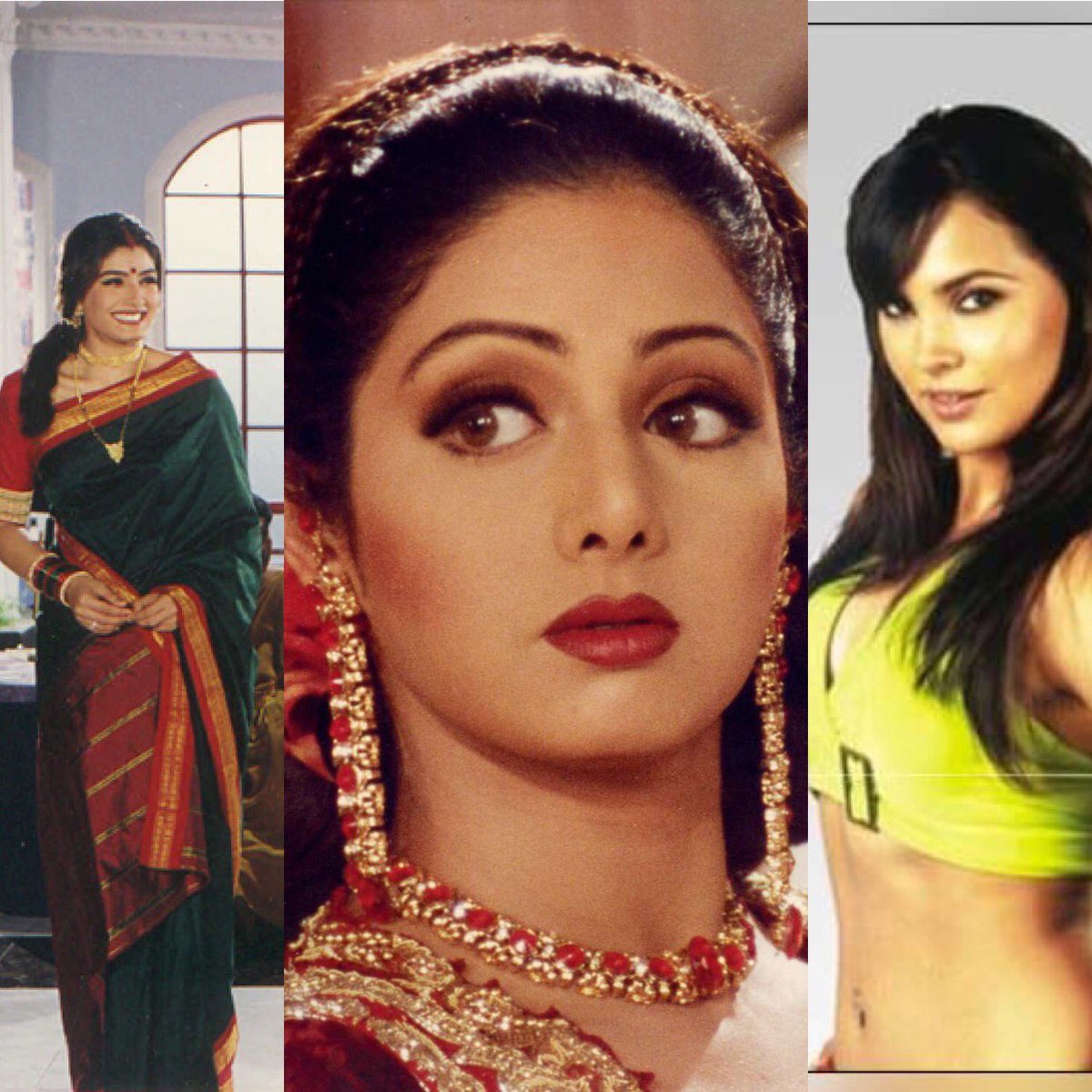 KAAJALKarisma Kapoor in JeetKajol in IshqDivya Bharti in DeewanaRaveena Tandon in Gharwali BaharwaliSridevi in JudaaiLara Dutta in No EntryPriyanka Chopra in What’s Your RaasheeLara Dutta in AndaazMahima Chaudhry in Daag: The Fire