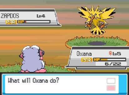 uuhhh ok so this was my first wild pokémon but I'm a dumbass and I didn't have fucking pokéballs so well... byebye zapdos and good job oxana