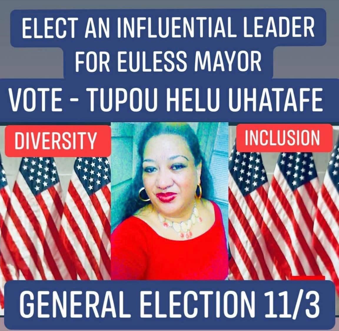 heluzone999's tweet photo. With over 27 years of Great Experienced I will serve Euless Texas USA Community and build a better future for all Citizens. My Mission: No 1. Children Education; No 2. Small Businesses; No 3. Clean Water;By Tupou Helu - Uhatafe for Euless Texas USA 🇺🇸 Mayor November 3rd 2020 .. https://t.co/NWHc3sxXho