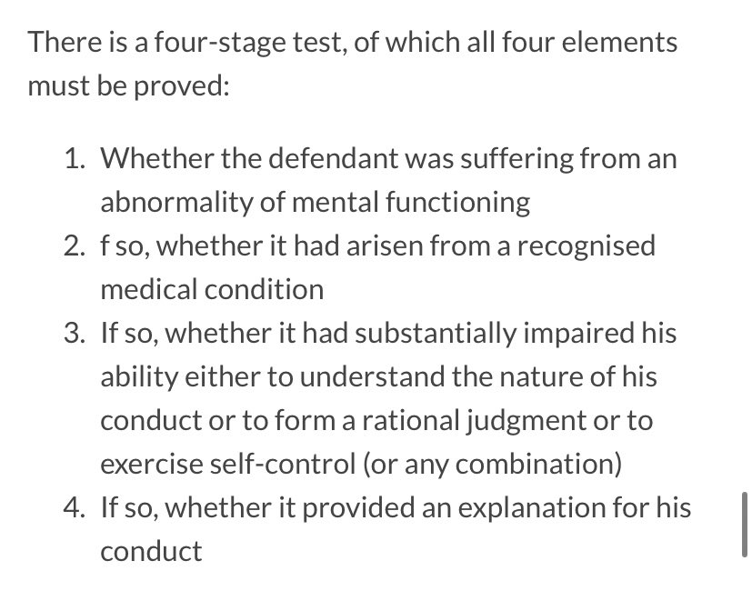 If I were defending, I would want psychiatric reports up to the eyeballs. His best shout may be diminished responsibility. This defence, if successful, can reduce murder to manslaughter. Here’s what we need (Section 52 of the Coroners and Justice Act 2009):