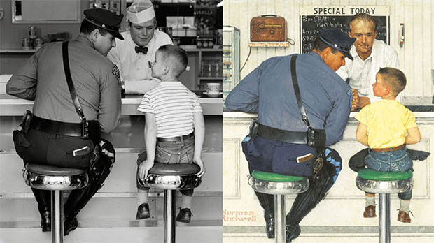 Rockwell often used models and the photos he took are often as interesting and fun as the art he made;
