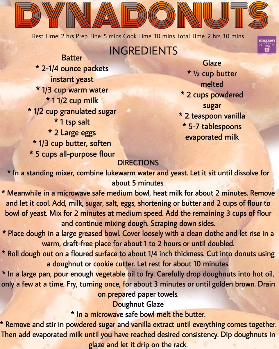 BTSARMYKitchen's tweet photo. We got endless request for some donuts 🍩 &amp; let’s admitted who doesn’t love donuts?! 

We also brought back our DYNABITES y’all love so much 🤗

VeganOpt🌱: Use UNFLAVORED apple sauce or mashed banana to sub the eggs &amp; your choice of milk 

#BTS_Dynamite #VMAs @BTS_twt https://t.co/KNeqfYNFgs