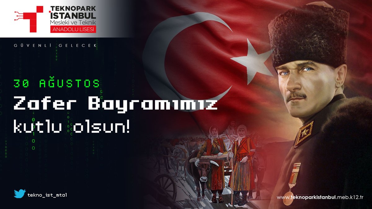tekno_ist_mtal's tweet photo. 🇹🇷 1919'da başlayan #MilliMücadele'mizin nişanesi, kutlu zaferimizin 98. yıl dönümünde geçmişimizden aldığımız emaneti aklın ve gönlün yol göstericiliğiyle çocuklarımıza aktarmak asli görevimizdir. #30AğustosZaferBayramı 🇹🇷

#teknoparkistanbulmtal #sibergüvenliklisesi https://t.co/e4A5RtQ580