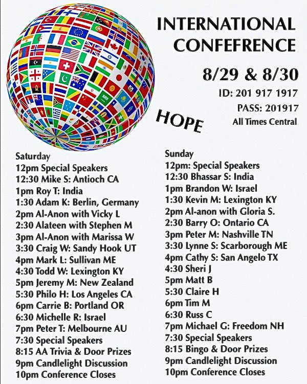 ClubNeck's tweet image. International Conference this weekend! #wedorecover #aa #recovery #hope
