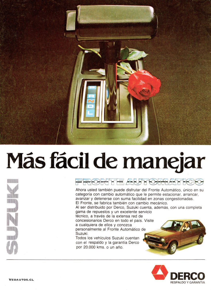 VeoAutos's tweet photo. Suzuki Fronte SS80. Publicidad Chile Agosto 1982. Presentación transmisión automática Precio de la época: $252.000
+ Info https://t.co/E20GHT9dw4
#Fronte800 #SuzukiFronte #FronteSS80 #Suzuki #Chile #Veoautos @SuzukiChile_ @Maruti_Corp @addict_car @publichilensis @RiveraNotario https://t.co/Da3MBJZPhr