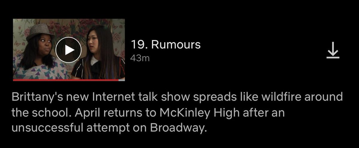 5. rumours (s2 e19) 9/10 i LOVE fleetwood mac so this ep already got points from me but then all of the storylines were so good omg i was even paying attention to finchel in this episode and that says a lot. also we got the iconic songbird performance here. i’m obsessed