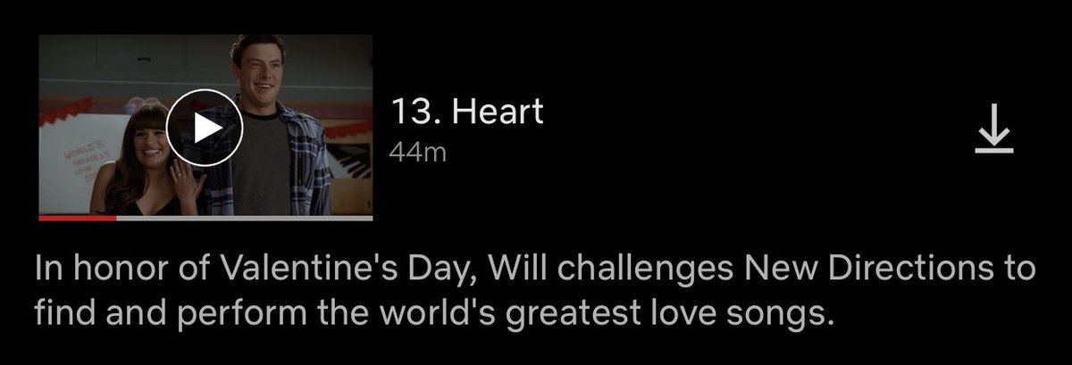 11. heart (s3 e13) 9/10 dare i say one of the best episodes in s3... i’m ignoring finchel being engaged because i love this ep too much... also we got cherish/cherish, love shack, and brittana kiss so i’m happy  point lost for subtle homophobia tho