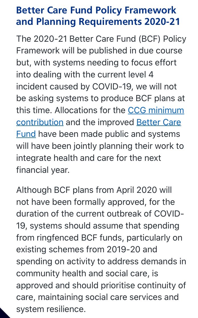And what now for the Better Care Fund which appears to be parked in planning terms but  @NHSEngland has been keen to redeploy even as we developed the  #nhslongtermplan? https://www.england.nhs.uk/ourwork/part-rel/transformation-fund/bcf-plan/