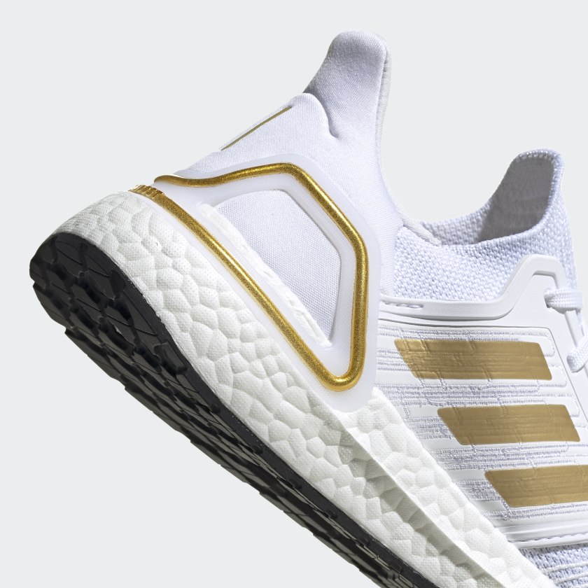 white and gold ultra boost