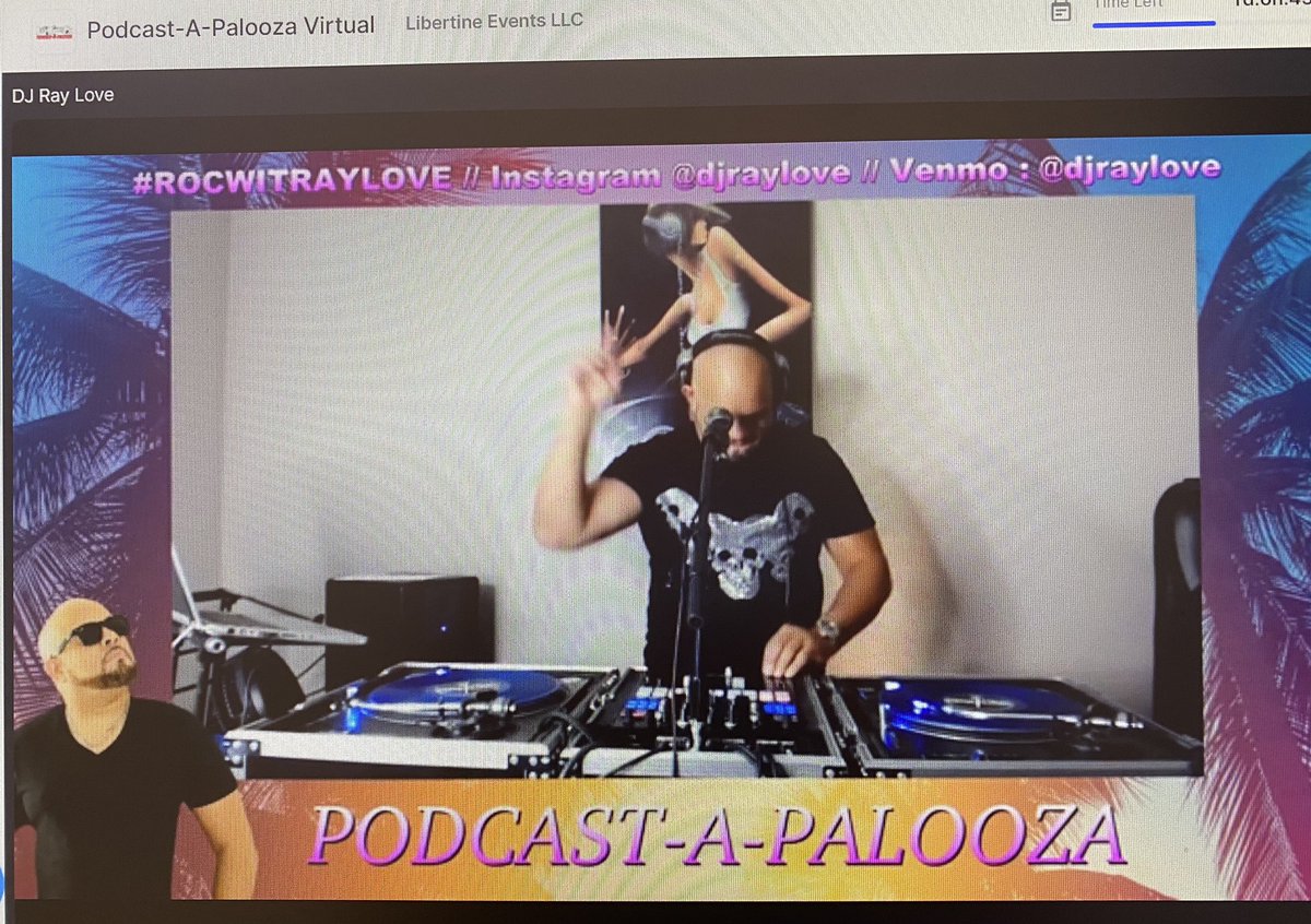 PaloozaPodcast's tweet photo. Happening on the main stage of #PCAPVirtual our resident DJ will be dropping beats for the next hour 

It’s not poolside in #Miami but we’re stoked to have some fun to finish off a great day for Day 2 

Thanks everyone for joining for 6 hrs of LS fun! https://t.co/xXf5f9K7NC