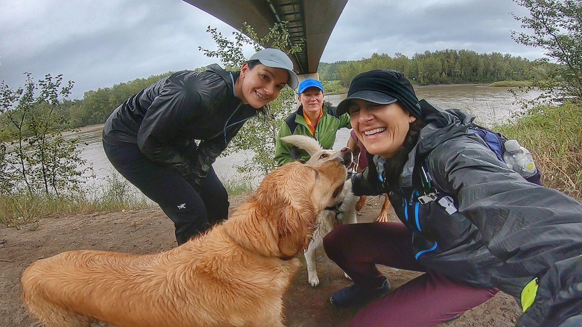 kobi_and_angie's tweet photo. Super wet, cold and windy run today. I can count the number of days of summer we’ve had on one hand. #itsthree https://t.co/xp9AseAOJZ